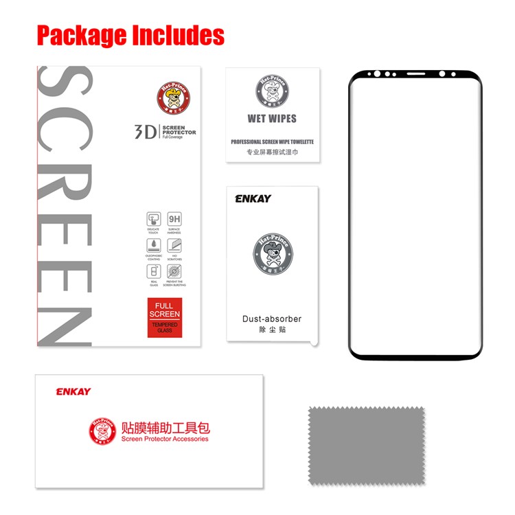 HAT PRINCE 0.26mm 9H 3D Curved Full Tempered Glass Screen Protector Guard Film for Samsung Galaxy S9+-5
