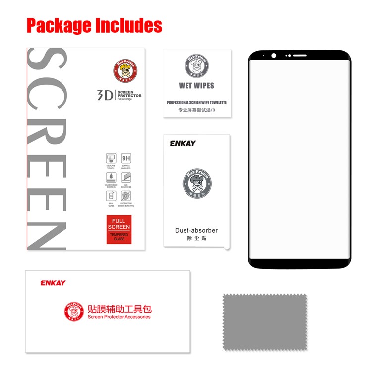 HAT PRINCE 0.26mm 9H 3D Curved Full Tempered Glass Screen Protector Guard Film for OnePlus 5T-5