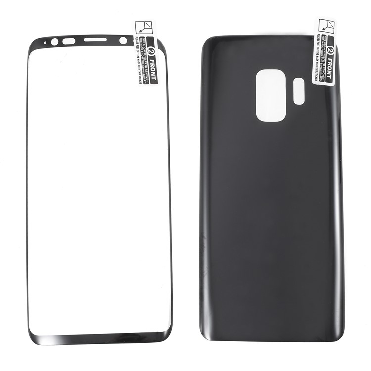 ANGIBABE Silk Printing Full Cover Soft PET Front + Back Mobile Protector Films for Samsung Galaxy S9 - Black-1
