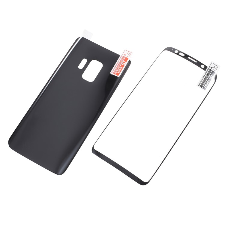 ANGIBABE Silk Printing Full Cover Soft PET Front + Back Mobile Protector Films for Samsung Galaxy S9 - Black-3
