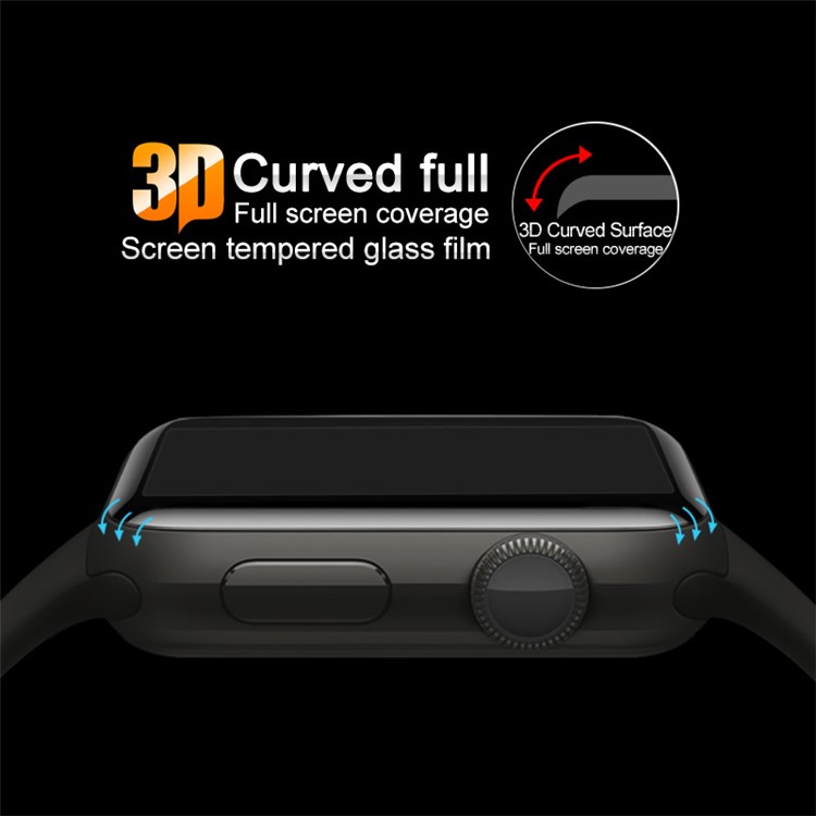 IMAK 3D Curved Full Cover Tempered Glass Screen Protector Film for Apple Watch Series 3/2/1 38mm-5