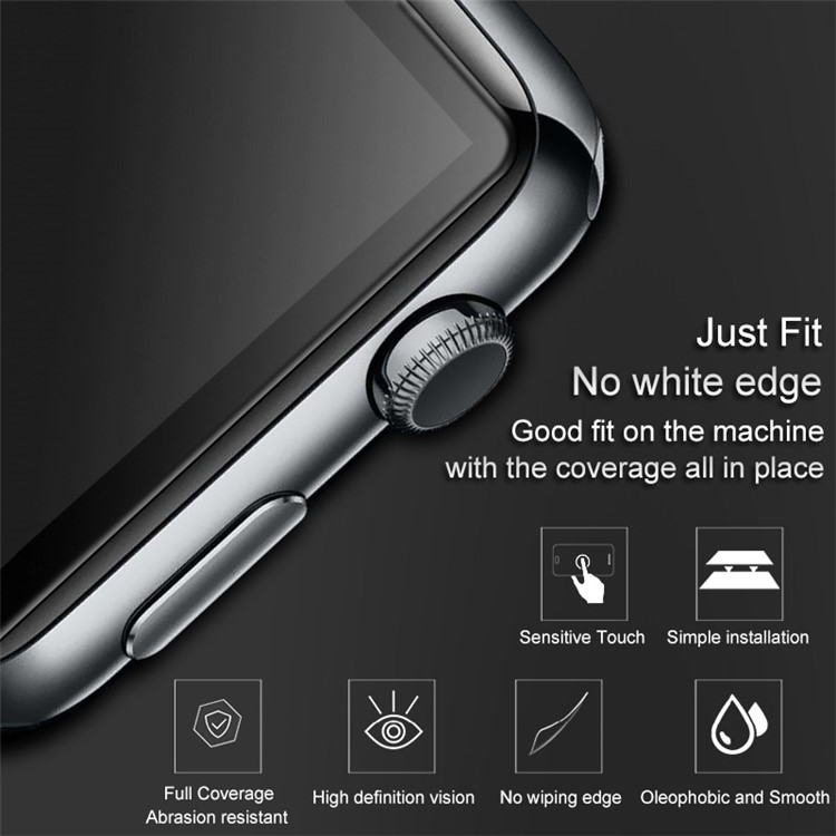 IMAK Pro+ Full Size Tempered Glass Screen Protector for Apple Watch Series 3/2/1 42mm - White-5