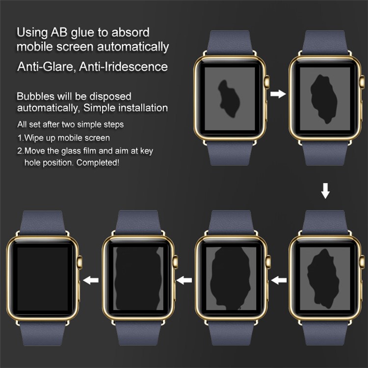 IMAK Pro+ Full Size Tempered Glass Screen Protector for Apple Watch Series 3/2/1 42mm - White-6