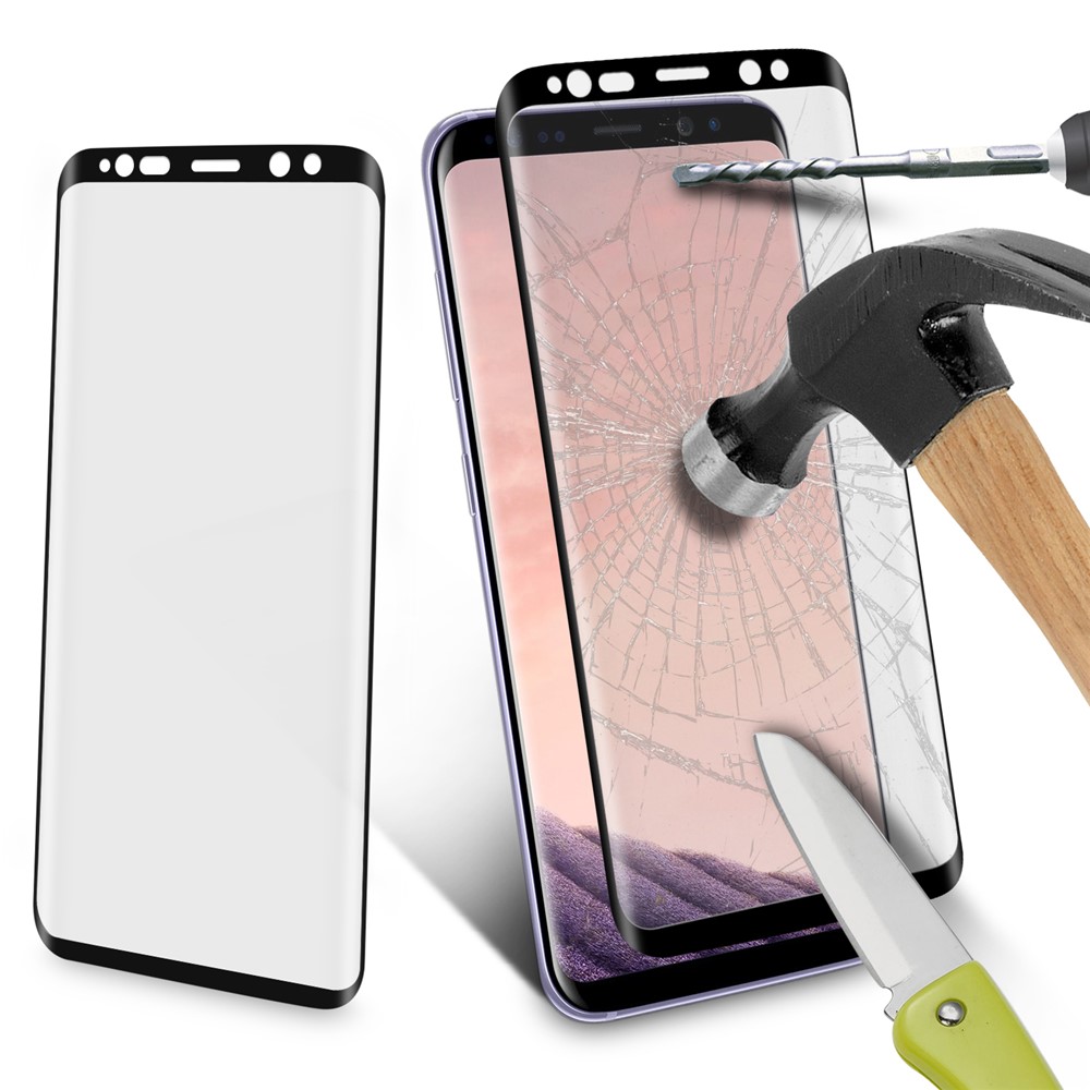 ANGIBABE Für Samsung Galaxy S9 0,26 Mm 9H Gebogenen Siebdruck Gehärtetes Glas Vollbild Schutzfolie - Schwarz-4