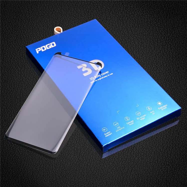 PDGD Silk Print 3D Curved Full Cover Tempered Glass Screen Protector (Opening on Top) for Samsung Galaxy S9 Plus - Black-8