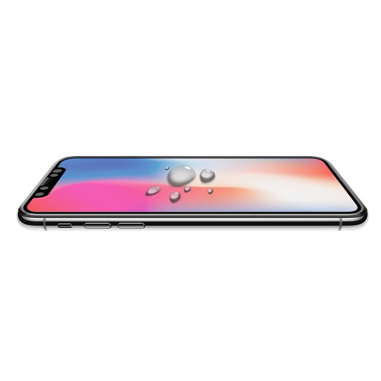 ANGIBABE for iPhone X 0.26mm 9H Full Size Soft TPU Edges Silk Print Tempered Glass Screen Protector - Black-4