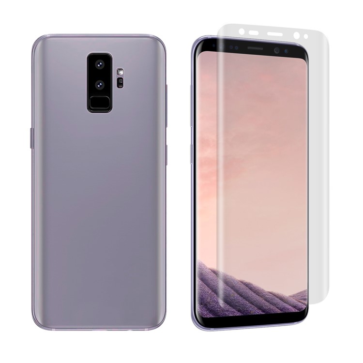 ANGIBABE 0.1mm PET Full Coverage Front Screen + Back Cover Protector Film for Samsung Galaxy S9 SM-G960 (Curved Edge) - Red-3