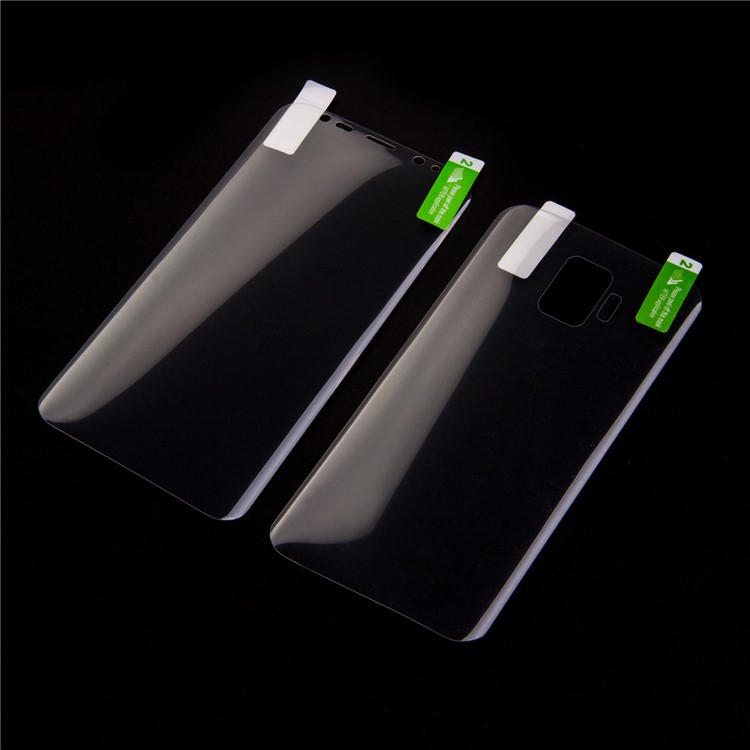 ANGIBABE 0.1mm PET Full Coverage Front Screen + Back Cover Protector Film for Samsung Galaxy S9 SM-G960 (Curved Edge) - Red-4