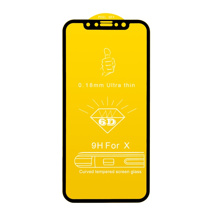 ANGIBABE 0.18mm Silk Printing 6D Full Tempered Glass Screen Protector Film for iPhone X(Ten)-4