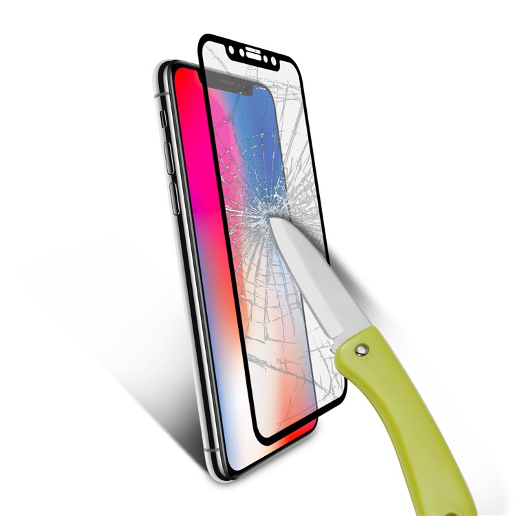 ANGIBABE 0.18mm Silk Printing 6D Full Tempered Glass Screen Protector Film for iPhone X(Ten)-7