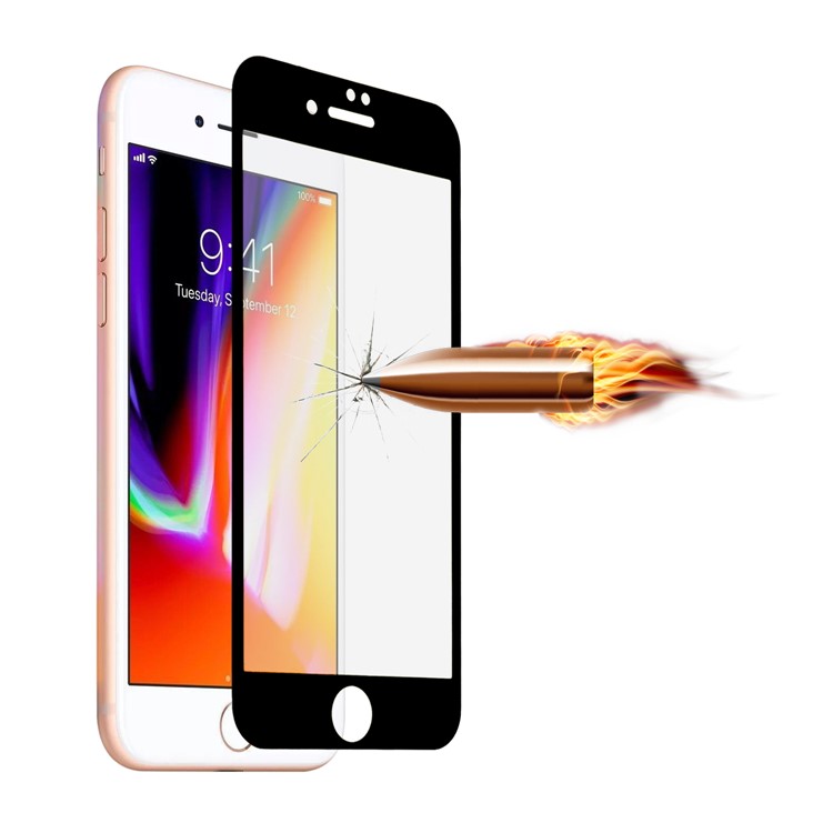 ANGIBABE 0.18mm Silk Printing 6D Complete Cover Tempered Glass Screen Protector Film for iPhone 8/7 - Black-3