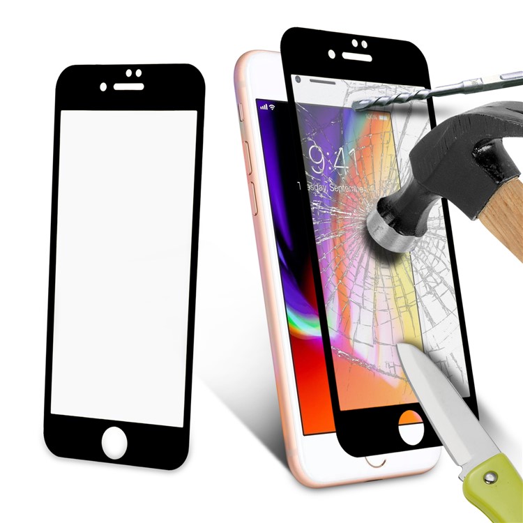 ANGIBABE 0.18mm Silk Printing 6D Complete Cover Tempered Glass Screen Protector Film for iPhone 8/7 - Black-8