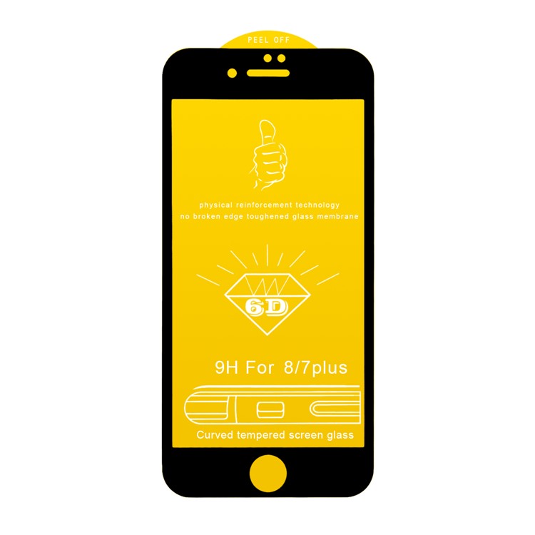 ANGIBABE 0.18mm Silk Printing 6D Full Tempered Glass Screen Protector Film for iPhone 8 Plus/7 Plus - Black-2