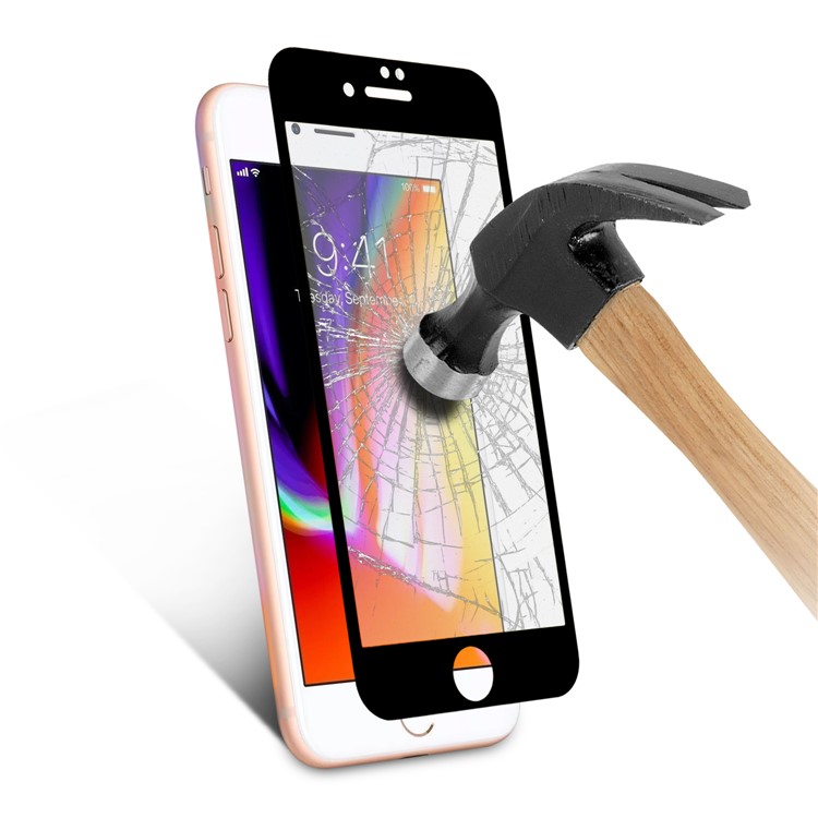 ANGIBABE 0.18mm Silk Printing 6D Full Tempered Glass Screen Protector Film for iPhone 8 Plus/7 Plus - Black-6