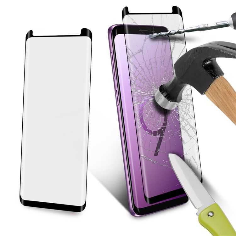 ANGIBABE 0.26mm Silk Printing Full Tempered Glass Screen Protector for Samsung Galaxy S9+ G965-3