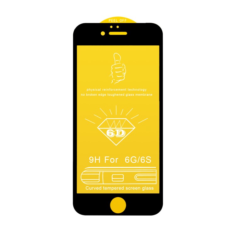 ANGIBABE for iPhone 6s/6 0.18mm Silk Printing 6D Full Coverage Tempered Glass Screen Protector - Black-2