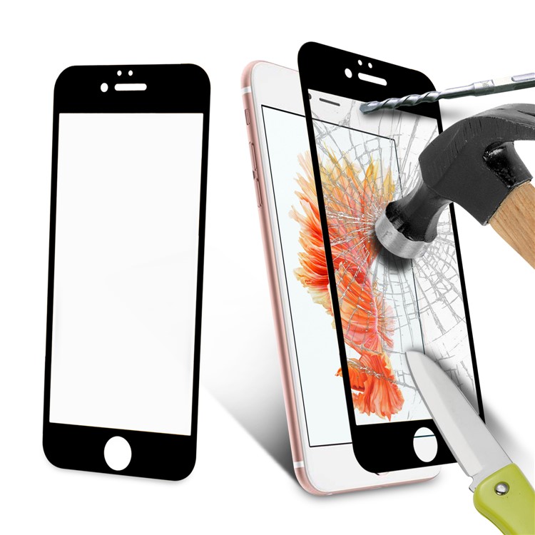 ANGIBABE for iPhone 6s/6 0.18mm Silk Printing 6D Full Coverage Tempered Glass Screen Protector - Black-8