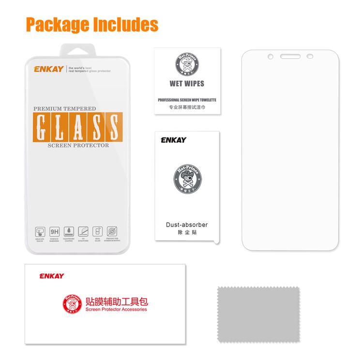 ENKAY 0.26mm 9H Tempered Glass Screen Protector Film 2.5D Arc Edge for Vivo Y66-4