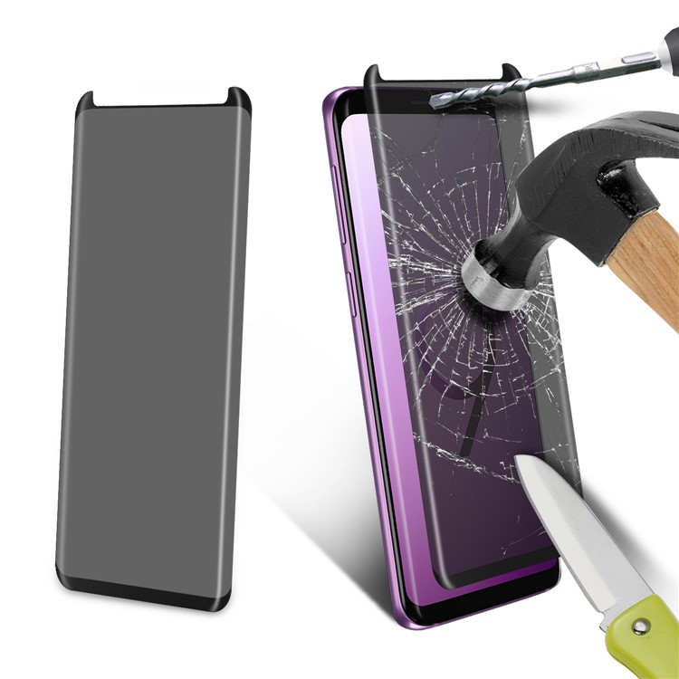 ANGIBABE Anti-spy Silk Printing Komplette Gehärtetem Glas Bildschirm Film Für Samsung Galaxy S9 G960 - Schwarz-1