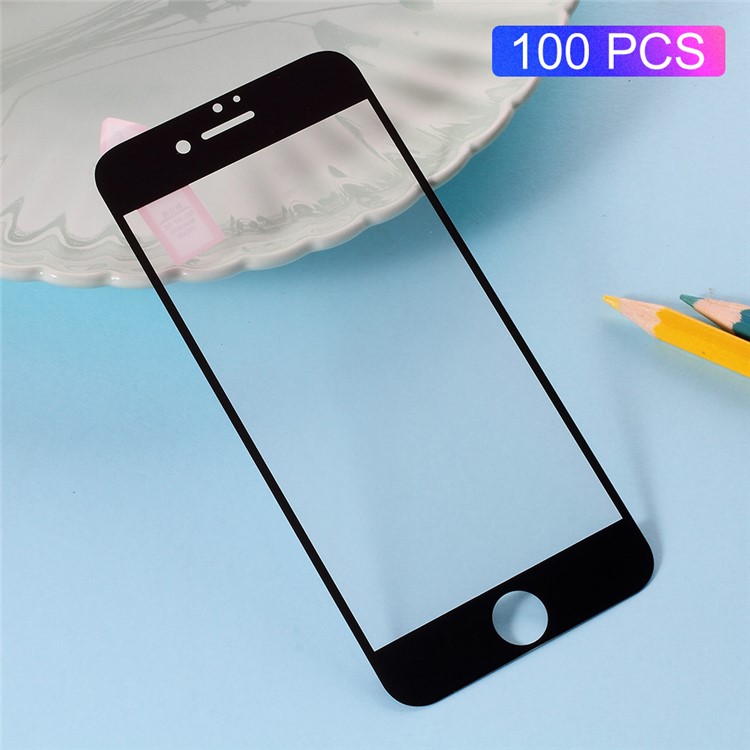 100Pcs/Set RURIHAI Silk Print Full Coverage Tempered Glass Screen Protector for iPhone 6s / 6 4.7 inch - Black-1