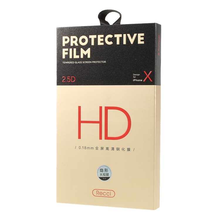 RECCI for iPhone X 0.18mm 2.5D Ultra HD Silk Printing Full Coverage Tempered Glass Screen Protector-7