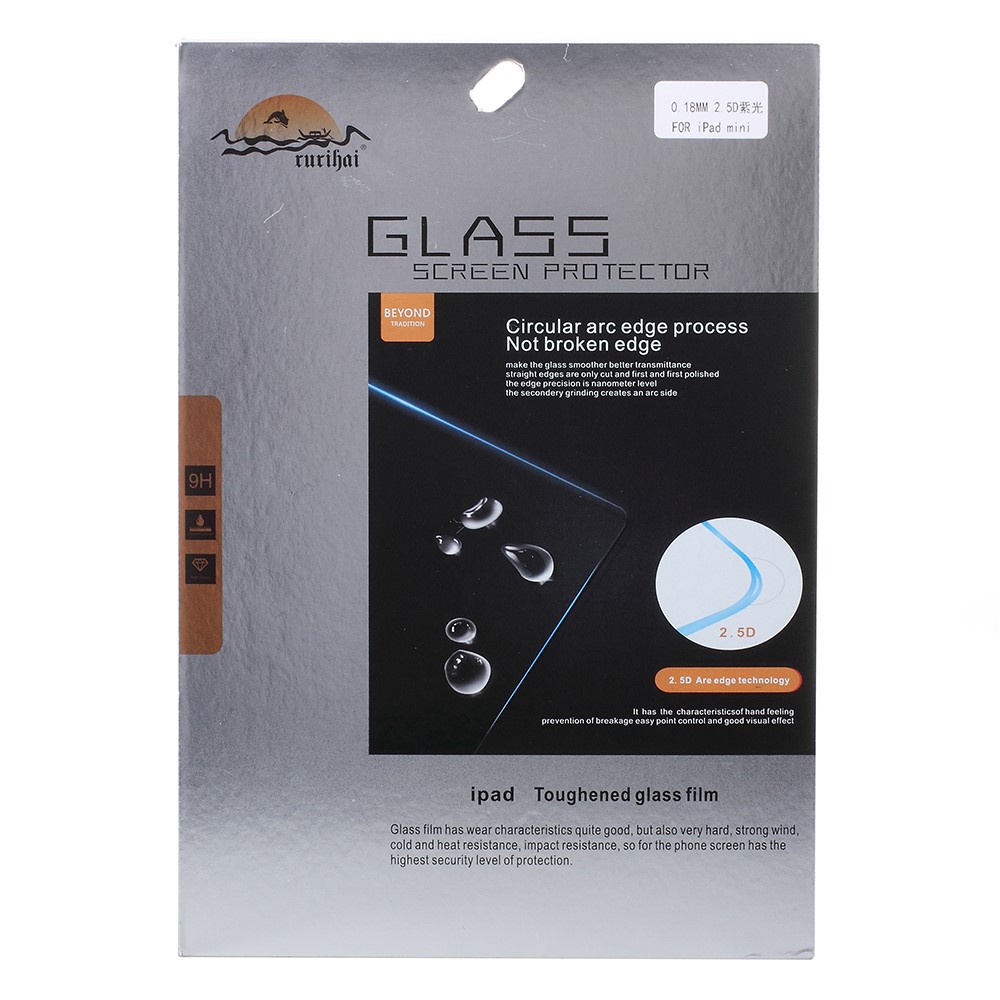 RURIHAI 0.18mm 2.5D Anti-blue-ray Tempered Glass Full Size Screen Protector for iPad mini 3/2/1-3