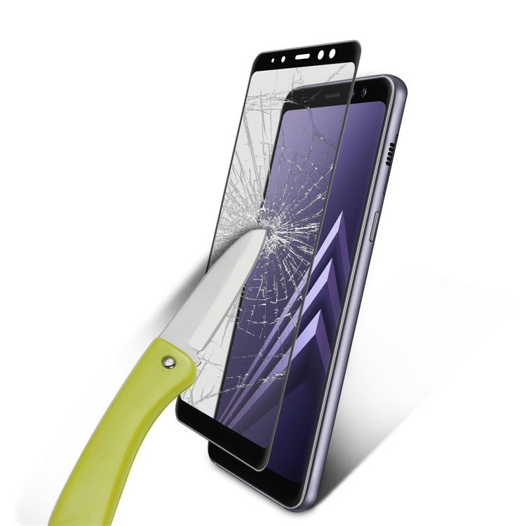 ANGIBABE for Samsung Galaxy A8 (2018) 0.26mm 9H Curved Silk Print Tempered Glass Full Screen Protector - Black-5