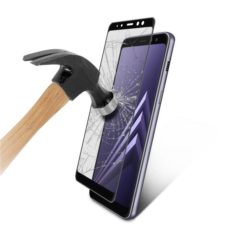 ANGIBABE for Samsung Galaxy A8 (2018) 0.26mm 9H Curved Silk Print Tempered Glass Full Screen Protector - Black-6