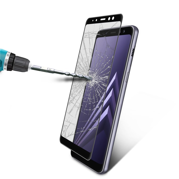 ANGIBABE for Samsung Galaxy A8 (2018) 0.26mm 9H Curved Silk Print Tempered Glass Full Screen Protector - Black-7