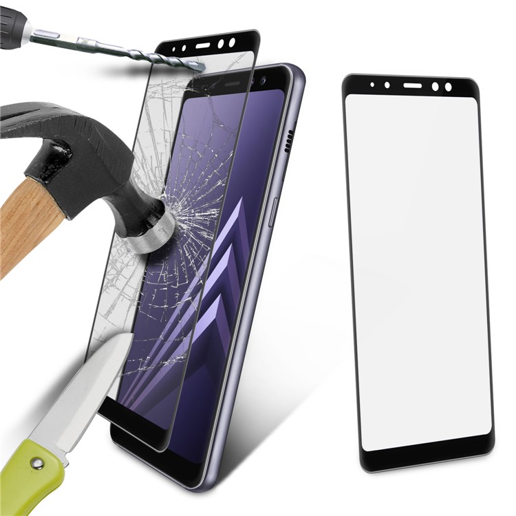 ANGIBABE for Samsung Galaxy A8 (2018) 0.26mm 9H Curved Silk Print Tempered Glass Full Screen Protector - Black-8