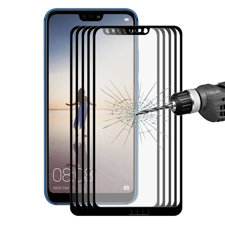 5 Teile / Satz HAT PRINCE 0,26mm 2.5D Abdeckung Gehärtetem Glas Displayschutzfolie Für Huawei P20 Lite / Nova 3e - Schwarz-1
