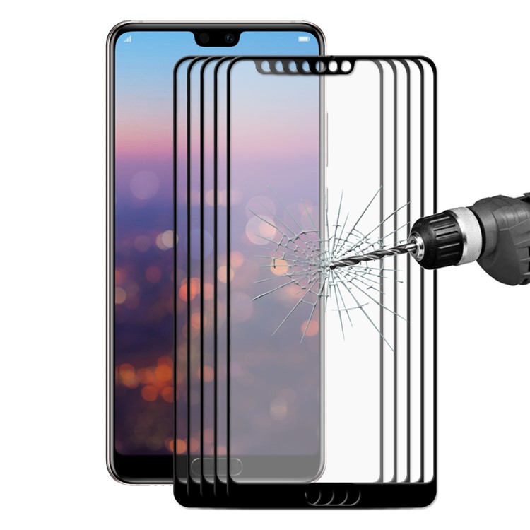 5PCS/Pack HAT PRINCE 0.26mm 2.5D Full Cover Tempered Glass Screen Protector for Huawei P20 Pro - Black-1