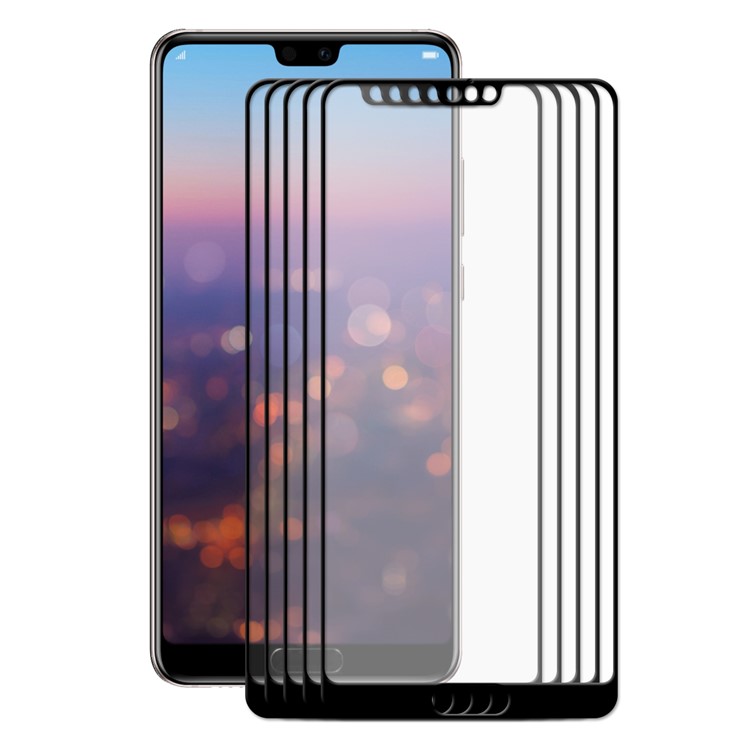 5PCS/Pack HAT PRINCE 0.26mm 2.5D Full Cover Tempered Glass Screen Protector for Huawei P20 Pro - Black-2