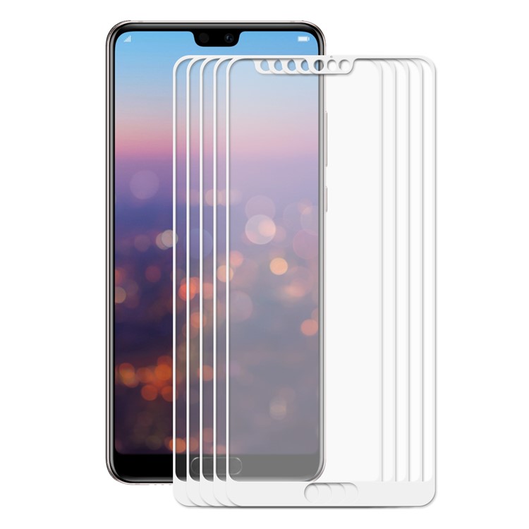 5PCS/Pack HAT PRINCE 0.26mm 2.5D Full Cover Tempered Glass Screen Protector Guard Film for Huawei P20 Pro - White-2