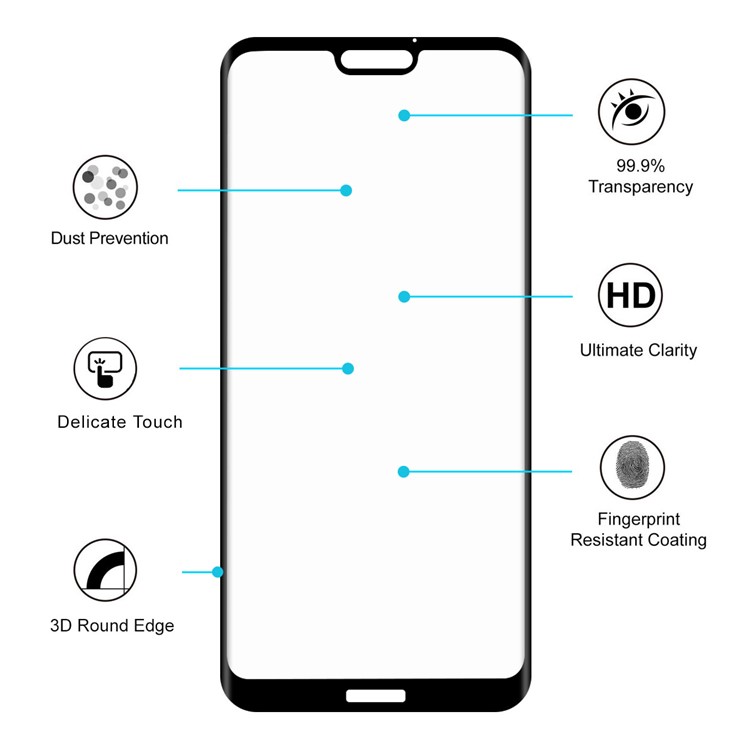 HAT PRINCE 0,26 Mm 9H 3D Gebogene Vollabdeckung Gehärtetem Glas Displayschutzfolie Für Huawei P20 Lite / Nova 3e-3