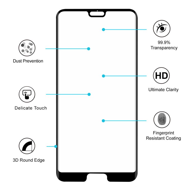HAT PRINCE for Huawei P20 0.26mm 9H 3D Curved Full Cover Tempered Glass Screen Protector-3