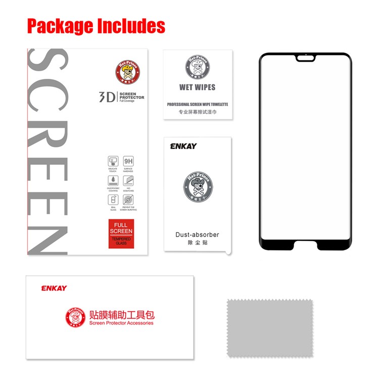 HAT PRINCE for Huawei P20 0.26mm 9H 3D Curved Full Cover Tempered Glass Screen Protector-5
