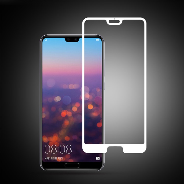 MOCOLO Siebdruck Arc Rand Volldeckung Hartglas Displayschutzfolie Für Huawei P20 Pro - Weiß-1