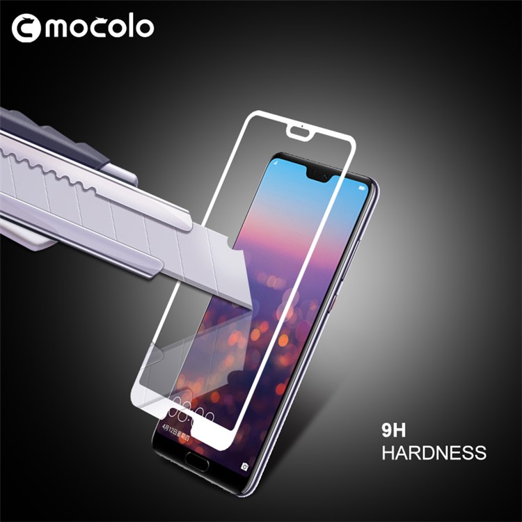 MOCOLO Siebdruck Arc Rand Volldeckung Hartglas Displayschutzfolie Für Huawei P20 Pro - Weiß-2
