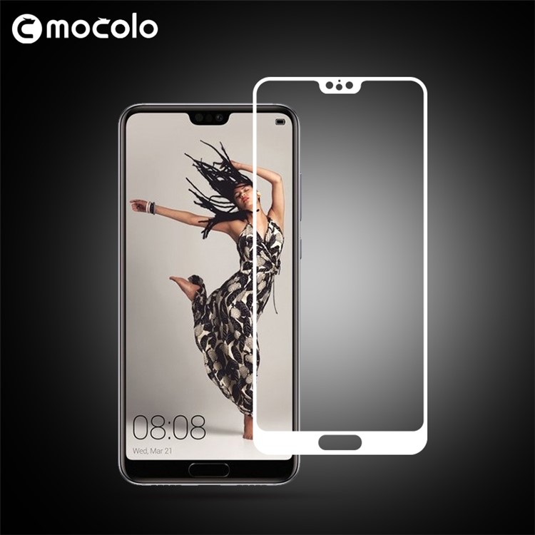 MOCOLO Silk Print Arc Edge Full Coverage Tempered Glass Screen Protector for Huawei P20 - White-3
