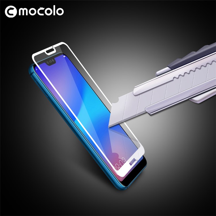 MOCOLO Silk Print Arc Edge Full Size Tempered Glass Screen Protector for Huawei P20 Lite/Nova 3e - White-3