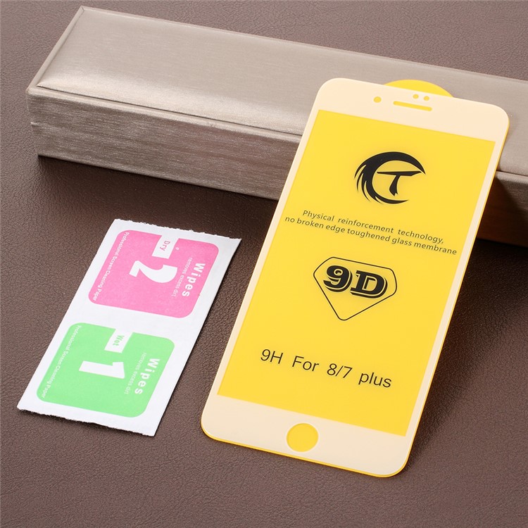 Impresión De Seda De Cobertura Completa 9D Protector De Pantalla De Cristal Templado Para El Iphone 8 Más / 7 Más 5.5 Pulgadas - Blanco-9