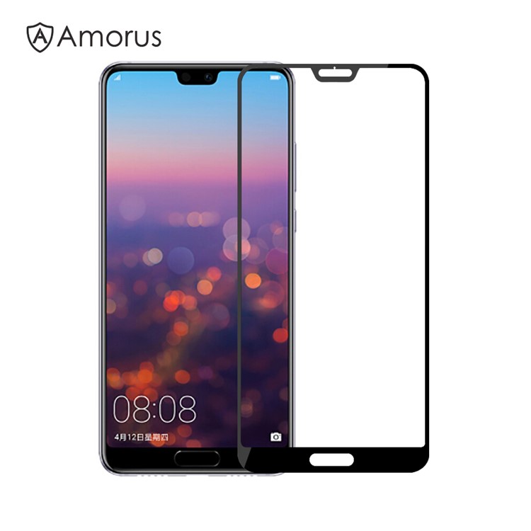 AMORUS Für Huawei P20 Pro Klarem Seidenmattem Druckdeckel Aus Gehärtetem Glas-1