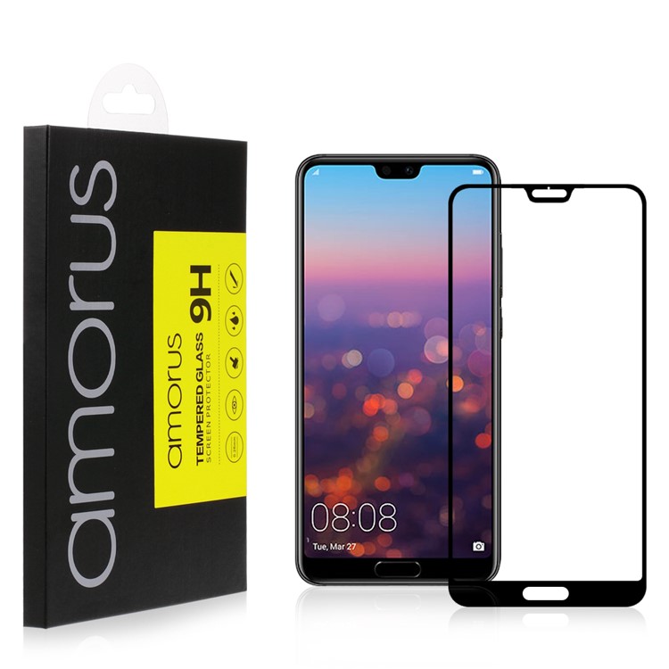 AMORUS Für Huawei P20 Pro Klarem Seidenmattem Druckdeckel Aus Gehärtetem Glas-2