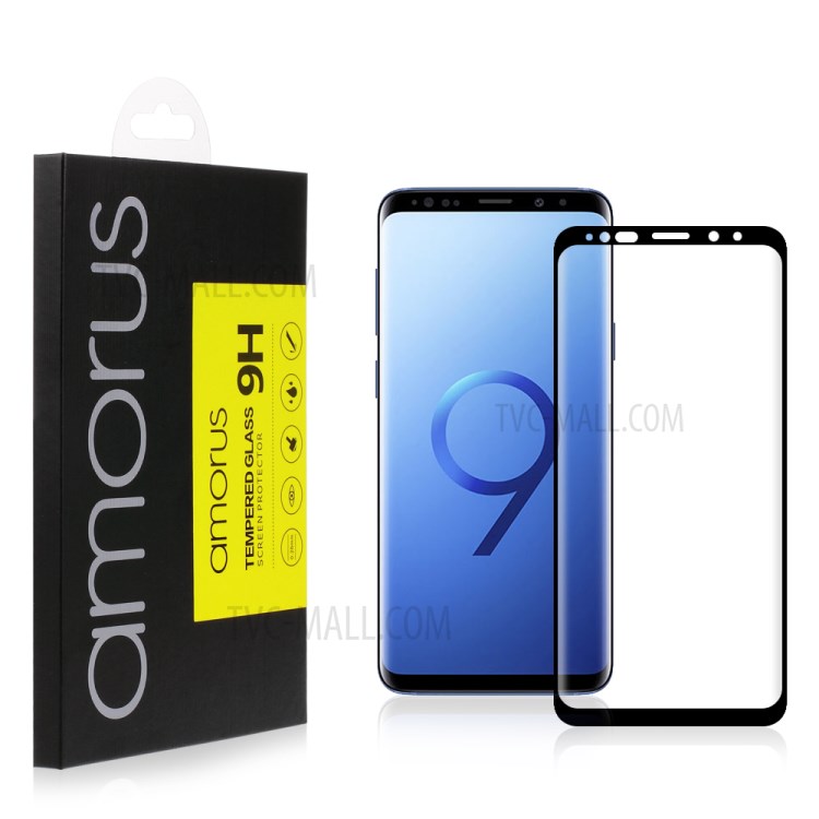 AMORUS 3D Curved Full Glue Tempered Glass Screen Protector Film for Samsung Galaxy S9 SM-G960 - Black-2