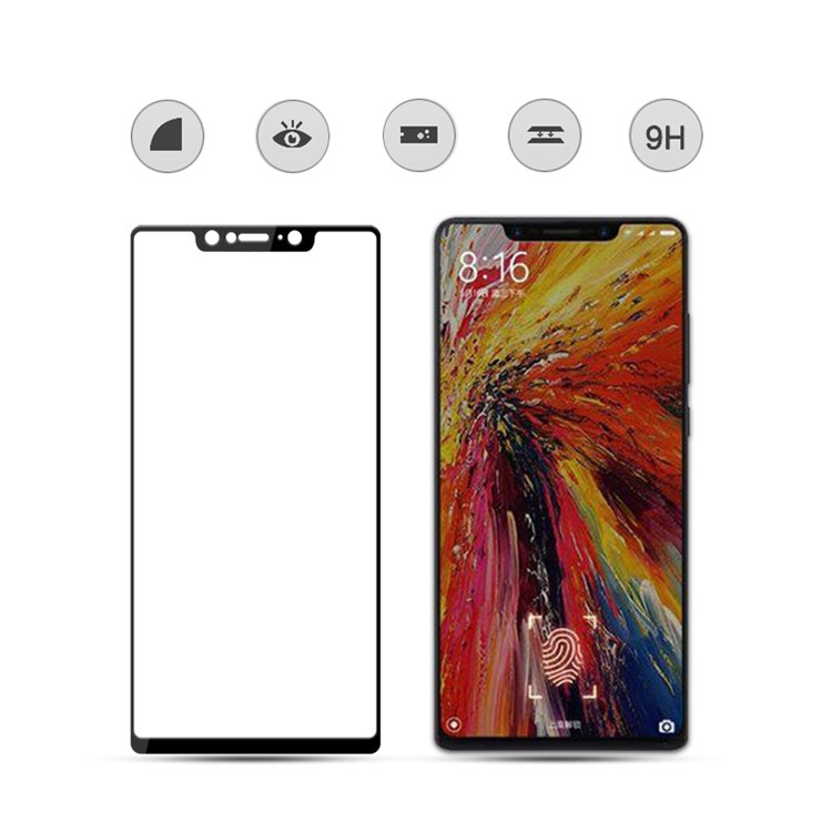 MOCOLO for Xiaomi Mi 7 Silk Print Full Size AB Glue Full Glue Tempered Glass Screen Protector - Black-2