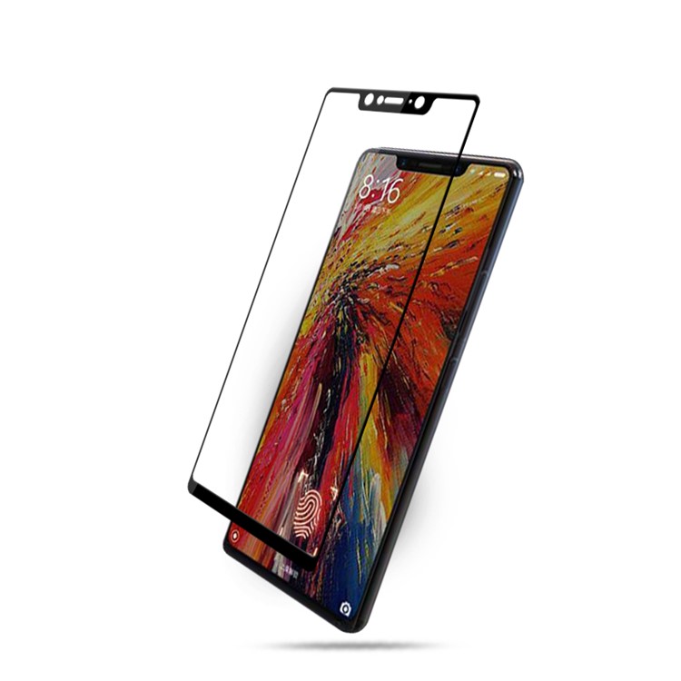 MOCOLO for Xiaomi Mi 7 Silk Print Full Size AB Glue Full Glue Tempered Glass Screen Protector - Black-3