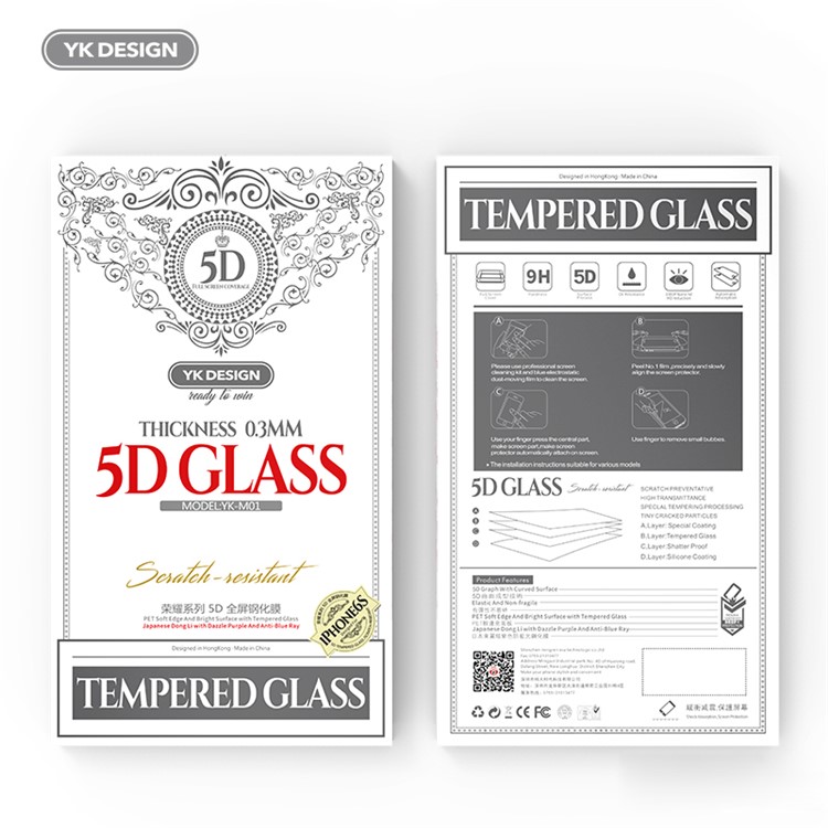 YK 5D Arc Edge 9H Full Coverage Tempered Glass Screen Protector for iPhone 6s/6 - Black-3