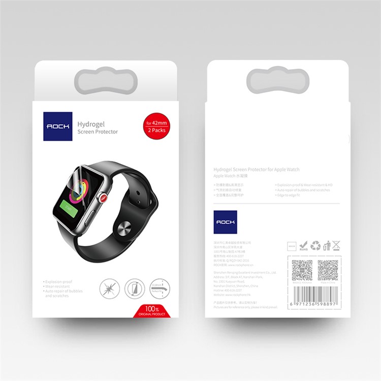 2 STÜCKE ROCK Anti-explosion Weichen Hydrogel Bildschirmschutz Für Apfel Uhr Serie 3 / 2 42 Mm-6