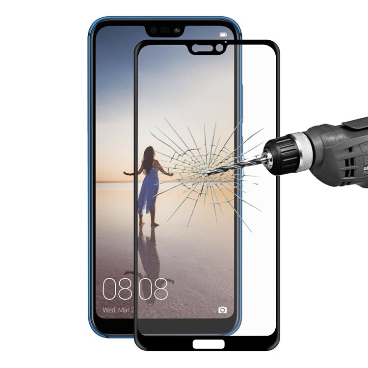 HAT PRINCE 3D Full Screen Tempered Glass Protector Film with Soft Carbon Fiber Edge for Huawei P20 Lite / Nova 3e - Black-1